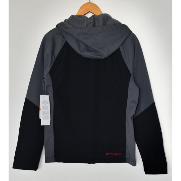SPYDER MEN NWT MENDOZA HOODED SOFTSHELL WATERPROOF BLACK JACKET. SIZE S - Picture 5 of 9